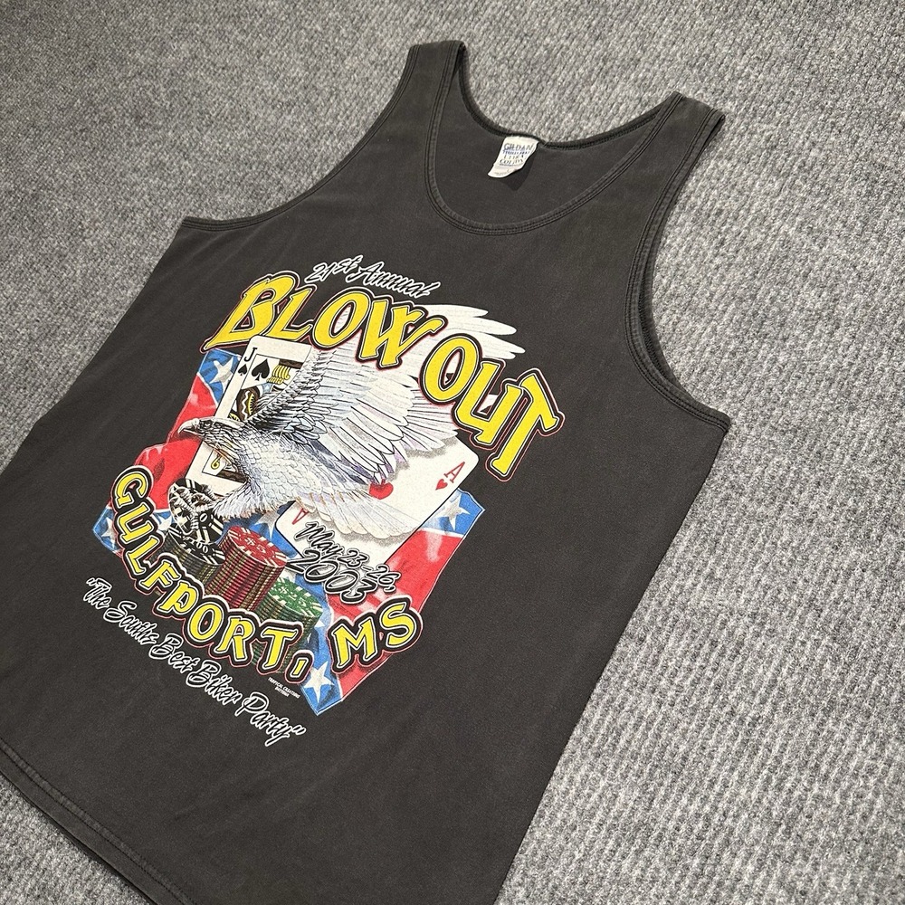 Vintage 21st Annual Blow Out Biker Tank Shirt‎ Gulfport, MS Adult Sz Large